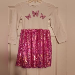 H & M Size US 6-X Years Pink Sequence & White